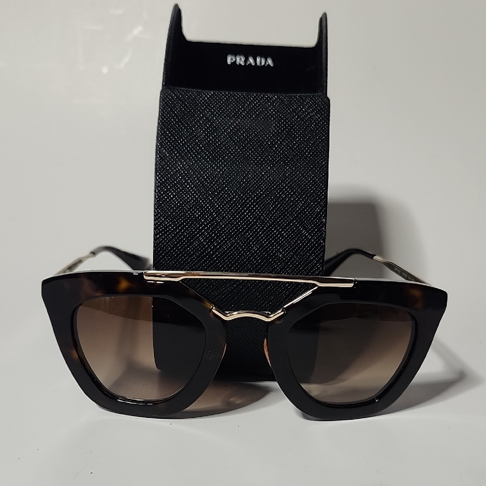 Prada Women's Tortoise and Gold Sunglasses